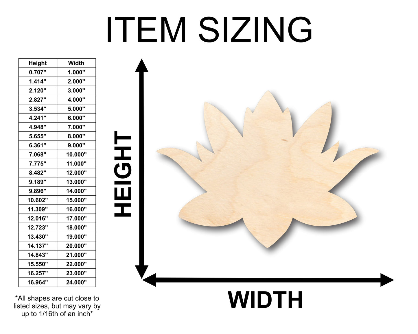 Unfinished Wood Lotus Flower Shape - Craft - up to 46" DIY