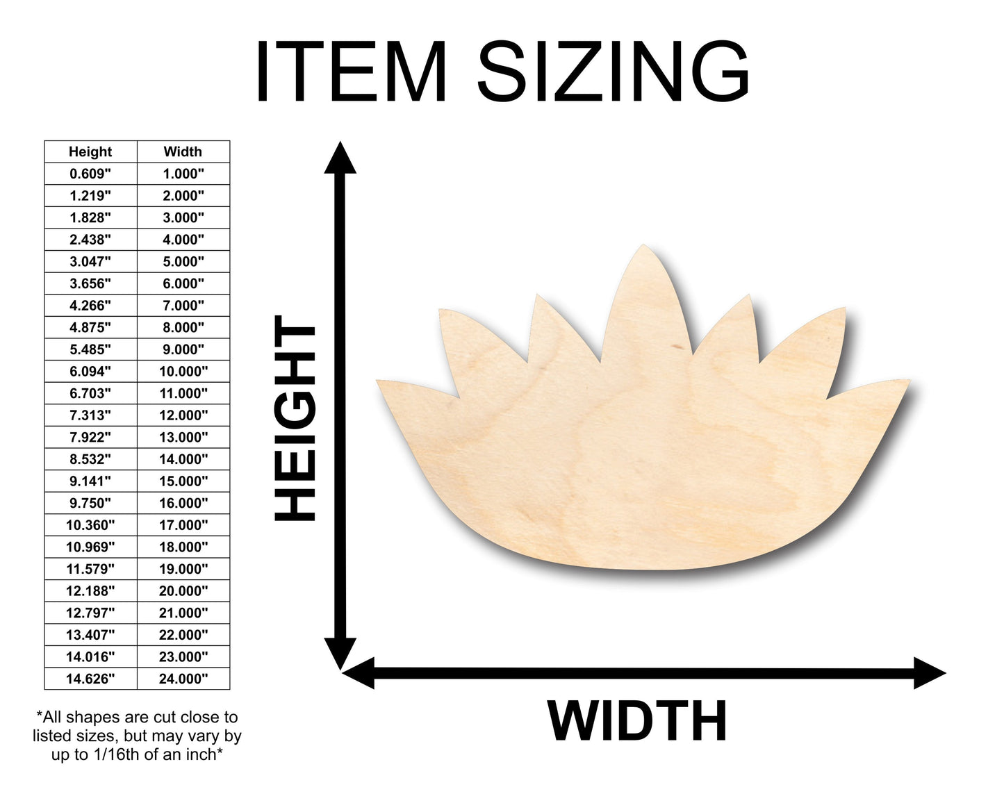 Unfinished Wood Lotus Flower Shape - Craft - up to 46" DIY