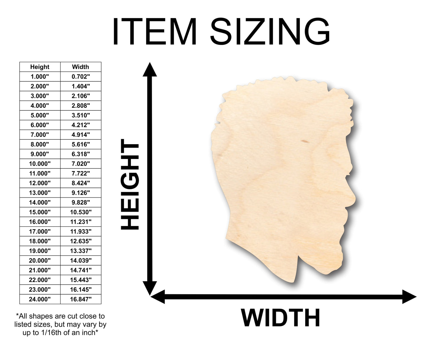 Unfinished Wood Male Mannequin Head Shape - Craft - up to 46" DIY