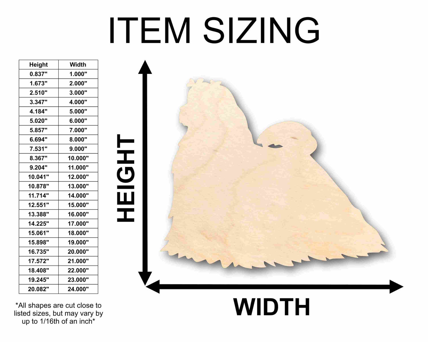 Unfinished Wood Maltese Dog Silhouette - Craft- up to 46" DIY