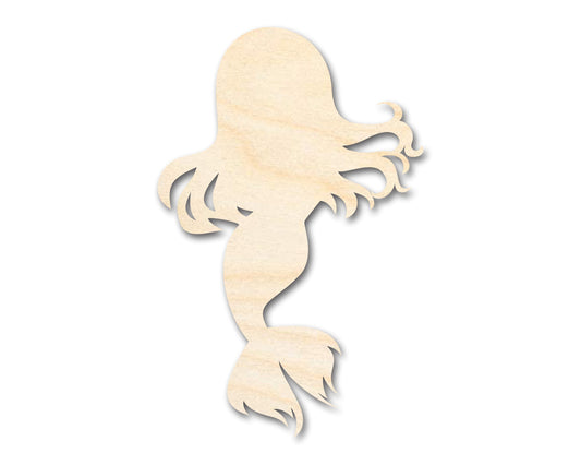 Unfinished Wood Cute Mermaid Silhouette - Craft - up to 46" DIY