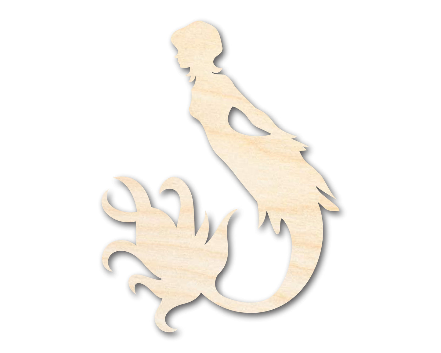 Unfinished Wood Cute Mermaid Siren Silhouette - Craft - up to 46" DIY