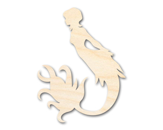 Unfinished Wood Cute Mermaid Siren Silhouette - Craft - up to 46" DIY