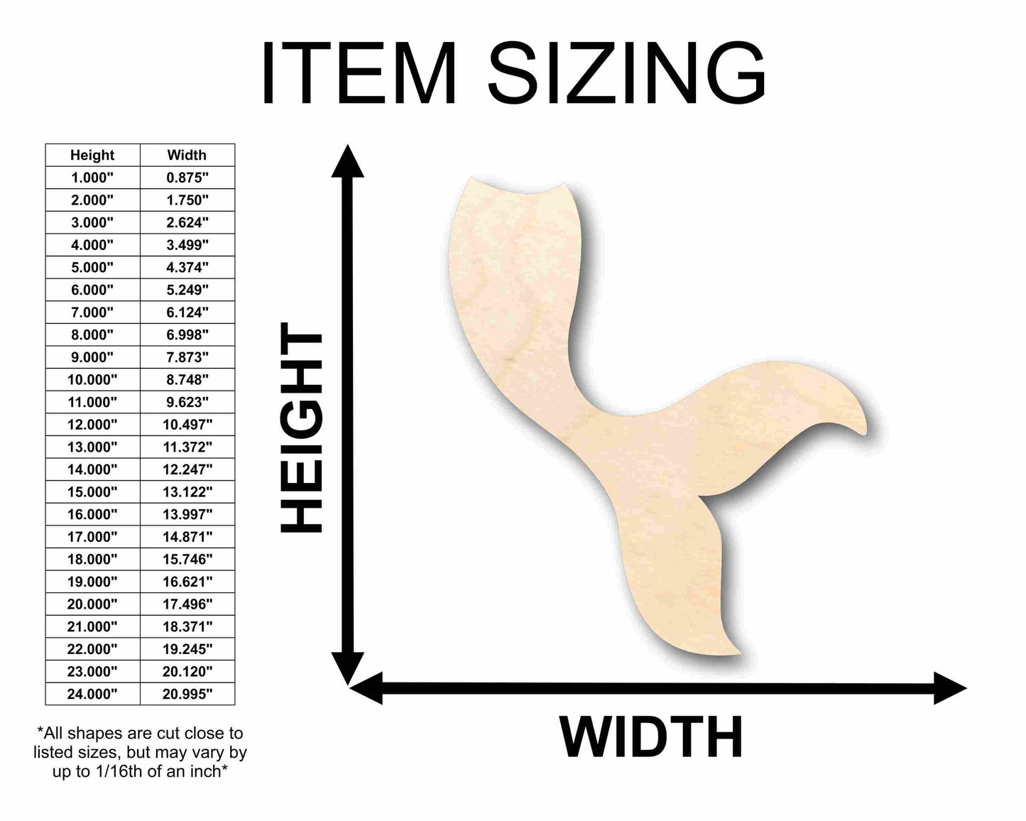 Unfinished Wood Mermaid Tail Siren Silhouette - Craft- up to 46" DIY