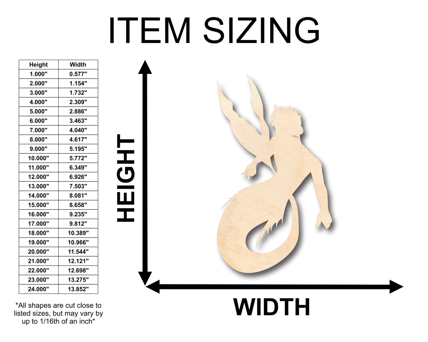 Unfinished Wood Merman Siren Shape - Craft - up to 46" DIY