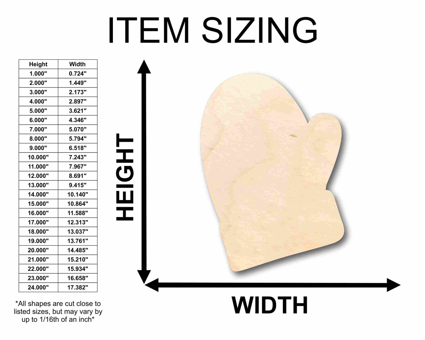 Unfinished Wood Mitten Silhouette - Craft- up to 46" DIY