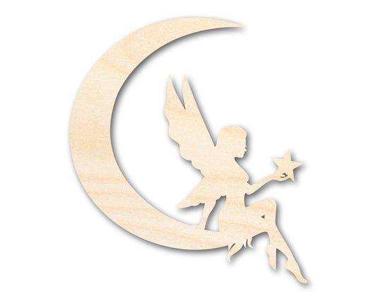 Unfinished Wood Moon Fairy Silhouette - Craft - up to 46" DIY