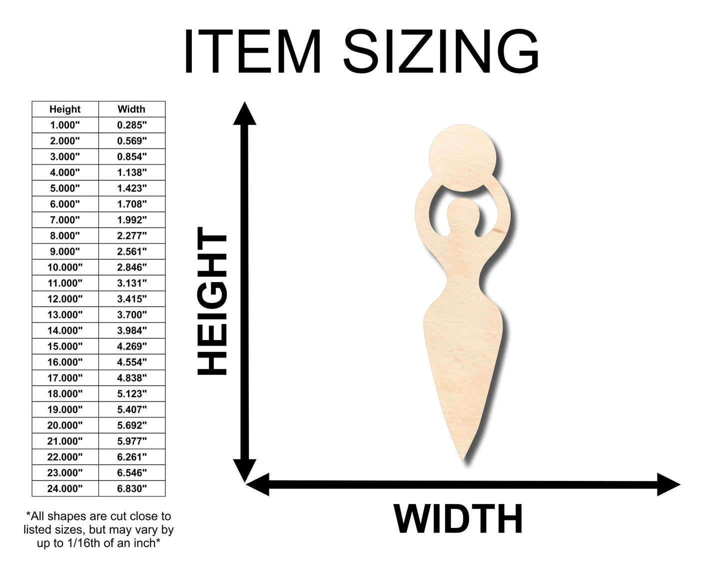 Unfinished Wood Moon Goddess Shape - Craft - up to 46" DIY