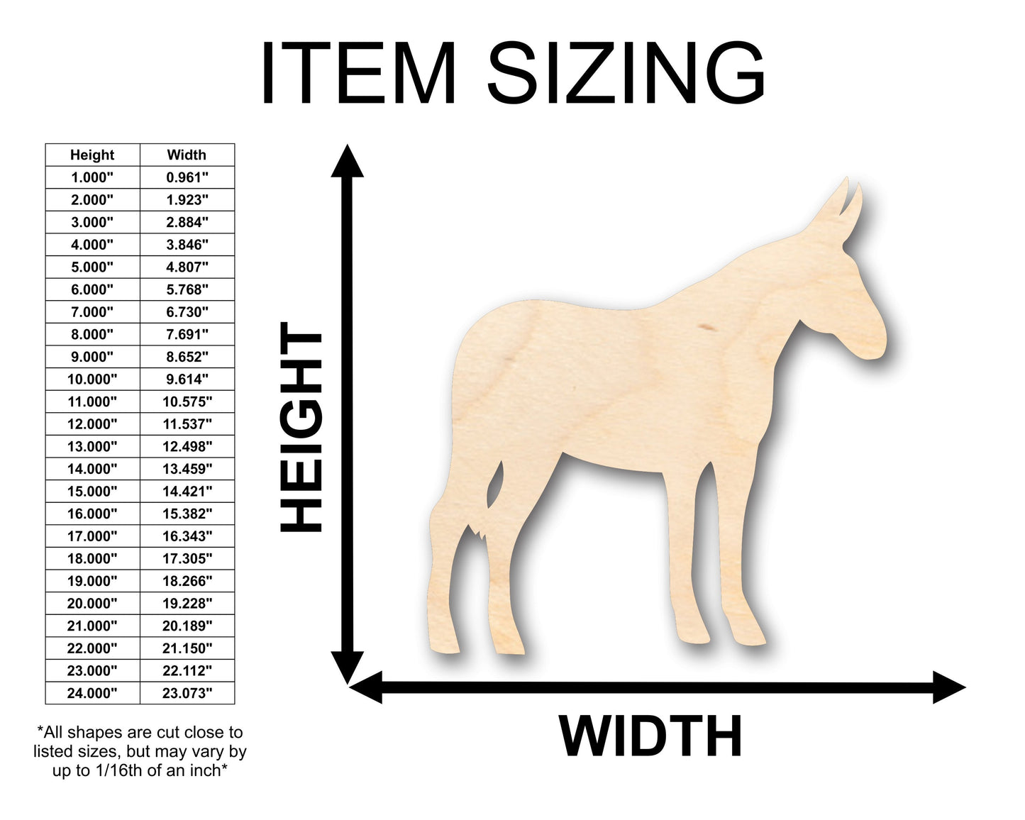 Unfinished Wood Mule Shape - Craft - up to 46" DIY