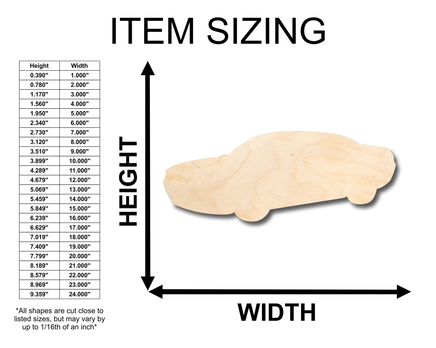 Unfinished Wood Muscle Car Shape - Craft - up to 46" DIY