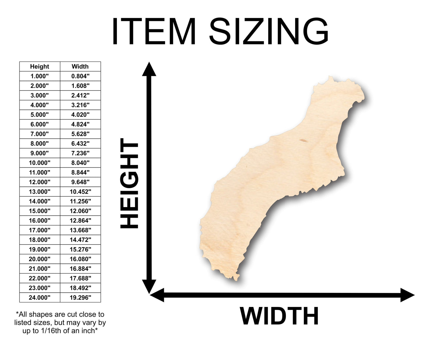 Unfinished Wood Niihau Hawaiian Island Shape - Craft - up to 46" DIY