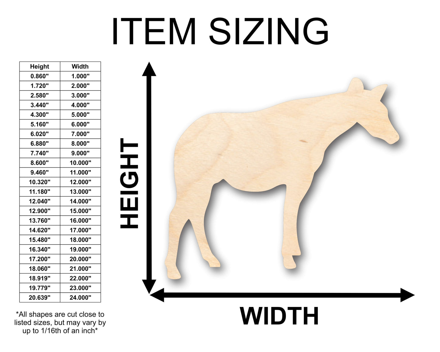 Unfinished Wood Okapi Shape - Craft - up to 46" DIY