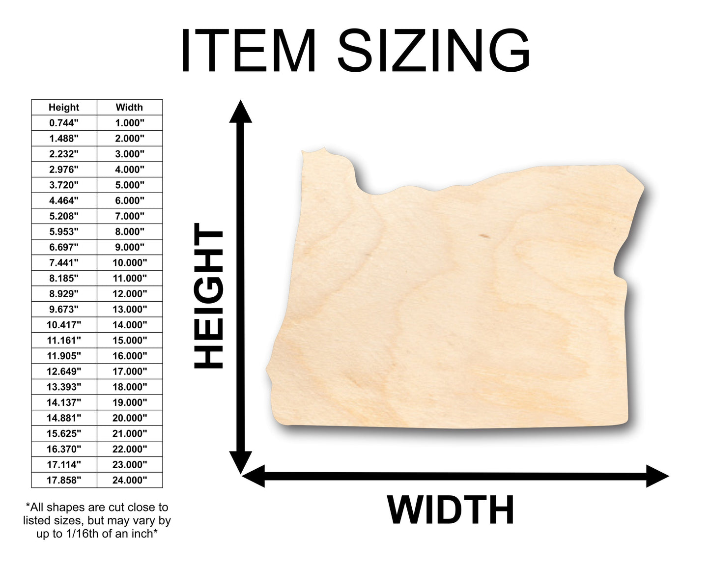 Unfinished Wood Oregon or Craft Borders State Shape - Craft - up to 46" DIY