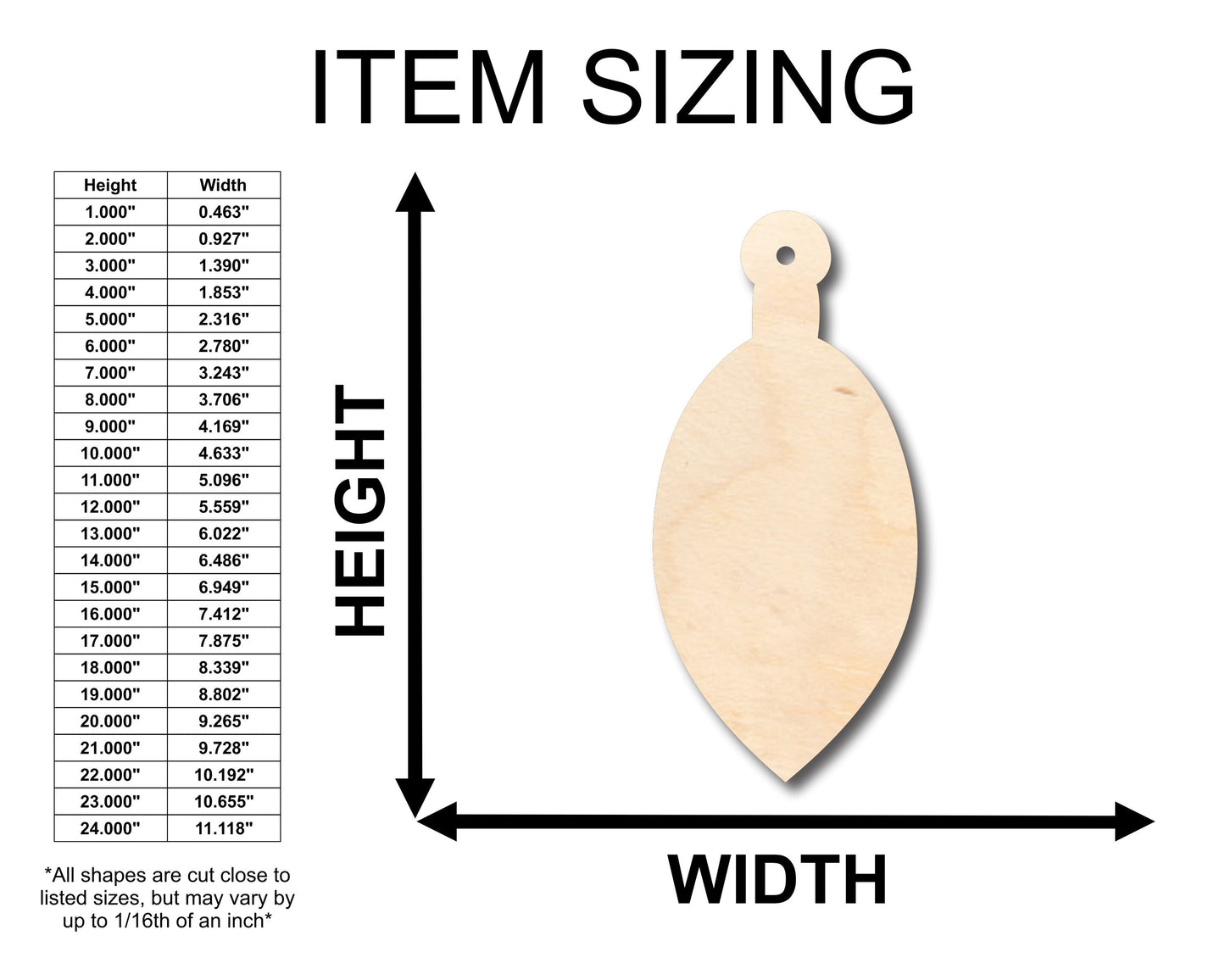 Unfinished Wood Christmas Ornament Egg Shape - Craft - up to 46" DIY