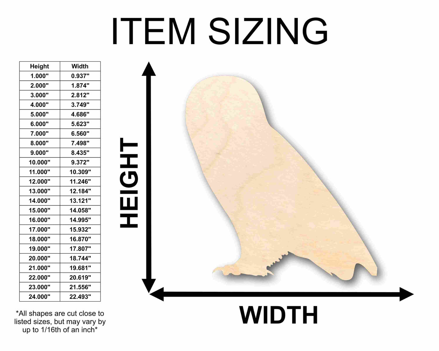 Unfinished Wood Owl Woodland Wildlife Silhouette - Craft- up to 46" DIY