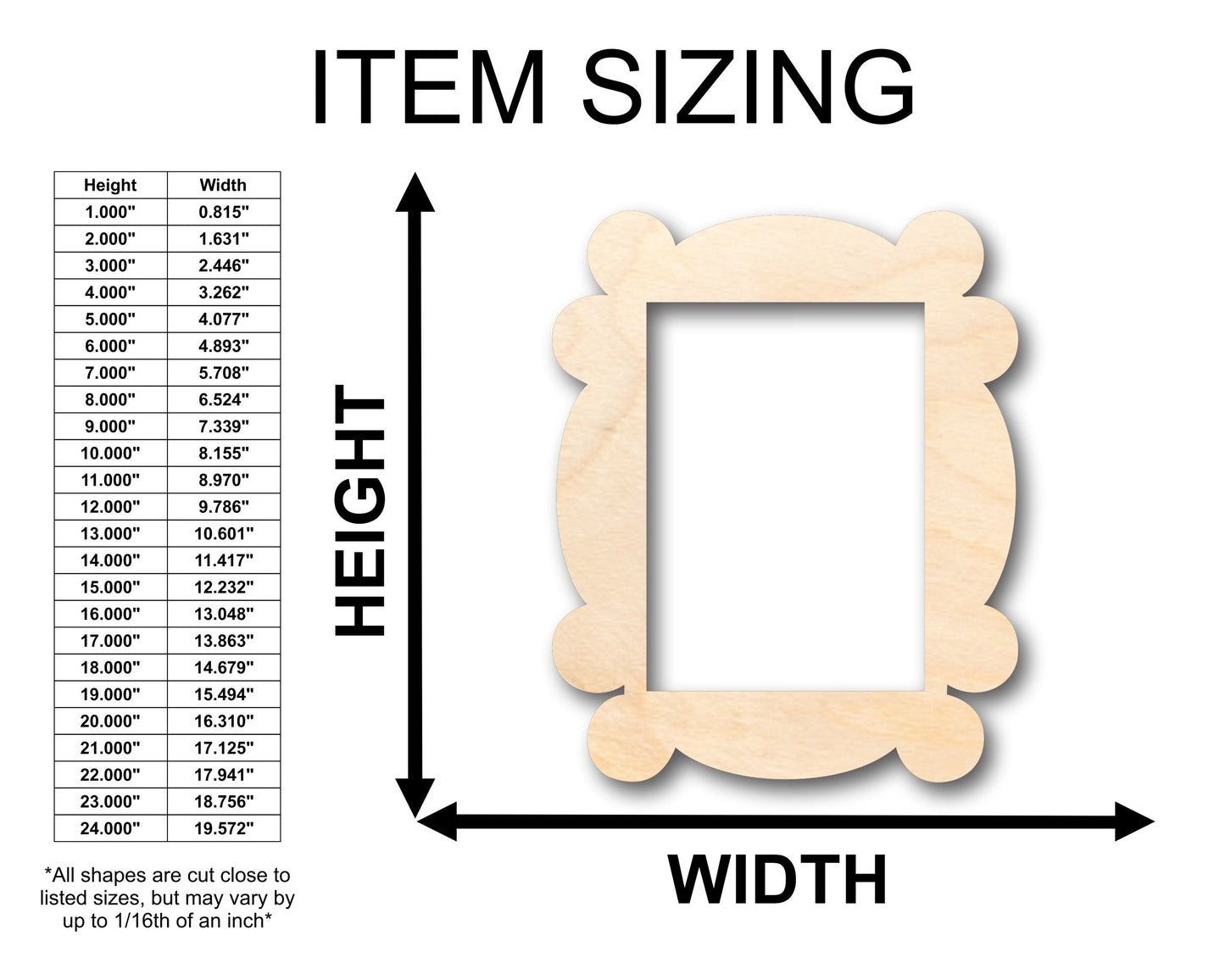 Unfinished Wood Picture Frame Shape - Craft - up to 46" DIY