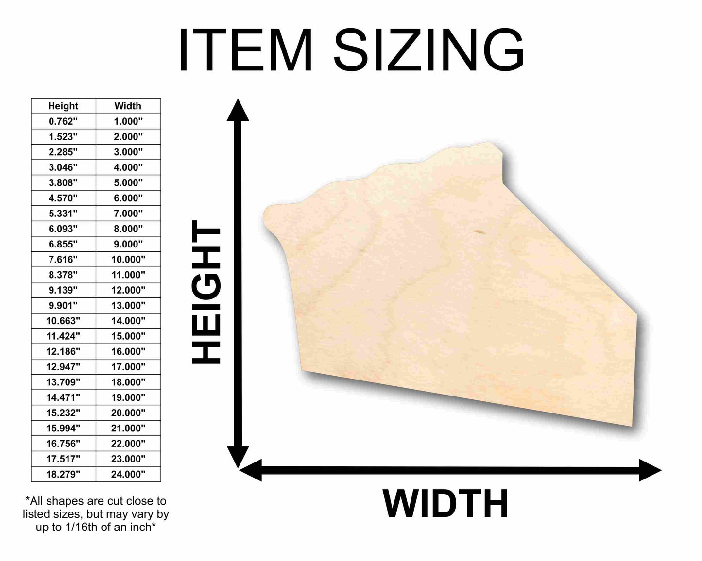 Unfinished Wood Pie Piece Silhouette - Craft- up to 46" DIY