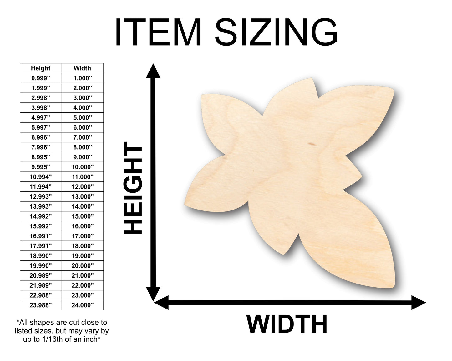 Unfinished Wood Plumeria Flower Shape - Craft - up to 46" DIY