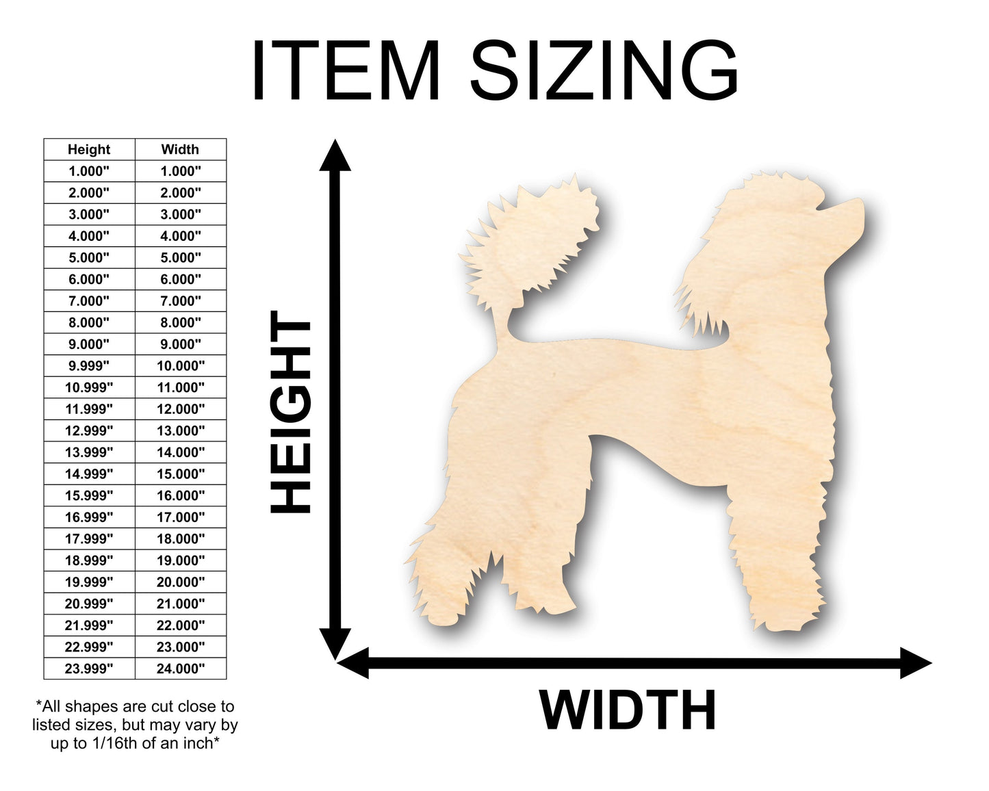 Unfinished Wood Poddle Dog Shape - Craft - up to 46" DIY