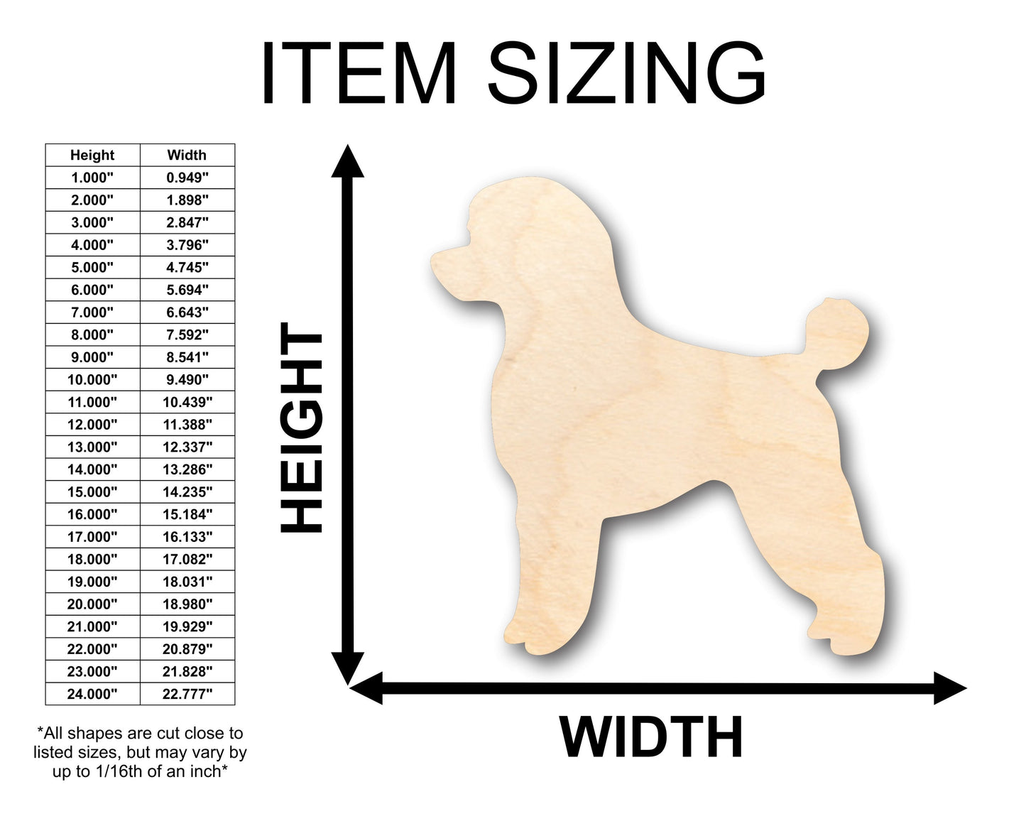 Unfinished Wood Poddle Dog Shape - Craft - up to 46" DIY