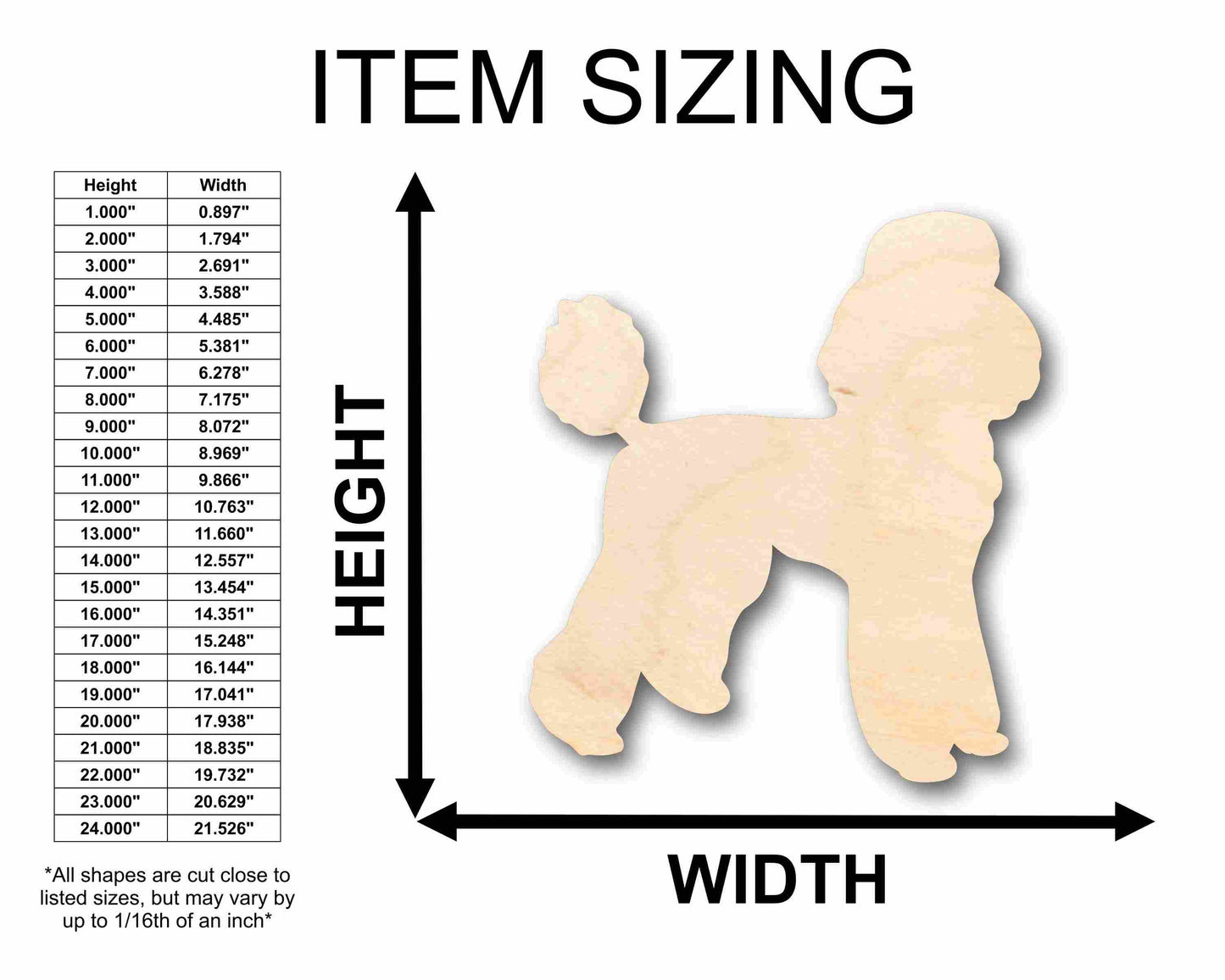 Unfinished Wood Poodle Dog Silhouette - Craft- up to 46" DIY