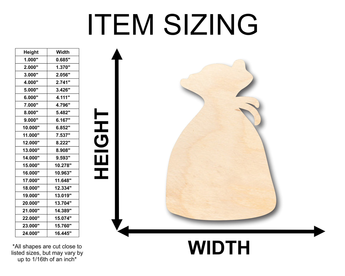 Unfinished Wood Pouch Hand Dice Bag Shape - Craft - up to 46" DIY