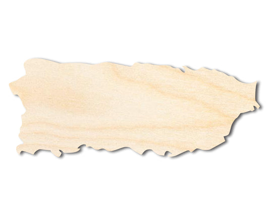 Unfinished Wood Puerto Rico Shape - US Territory Caribbean Island Craft - up to 46" DIY