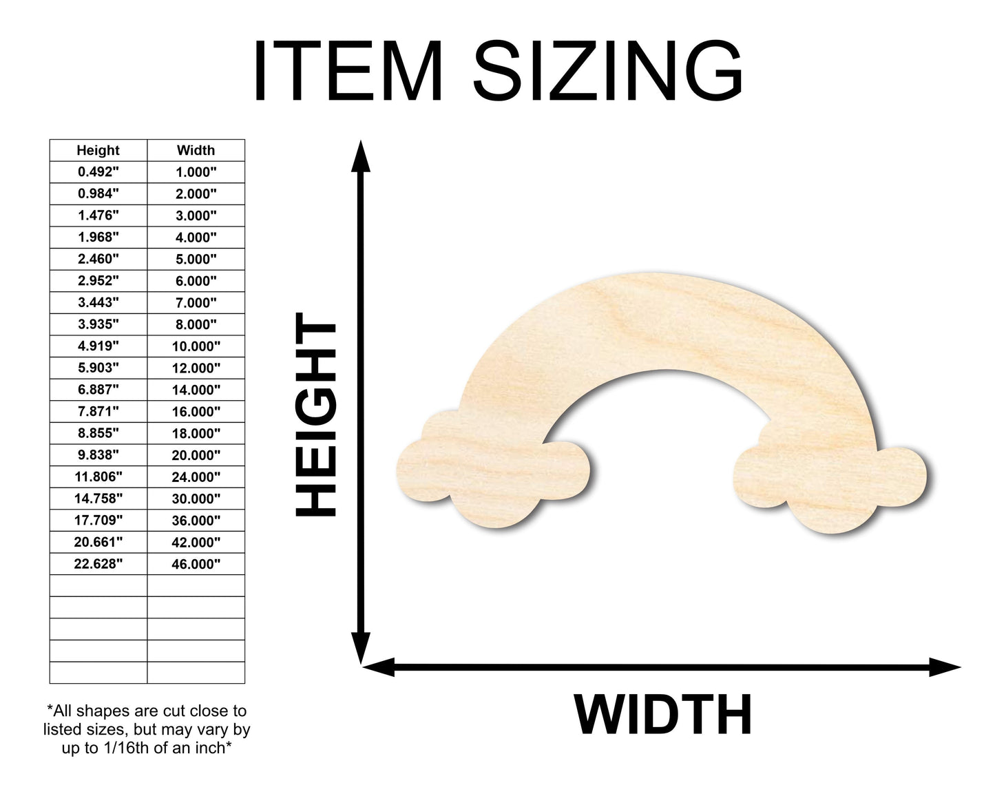 Unfinished Wood Rainbow Silhouette - Craft - up to 46" DIY