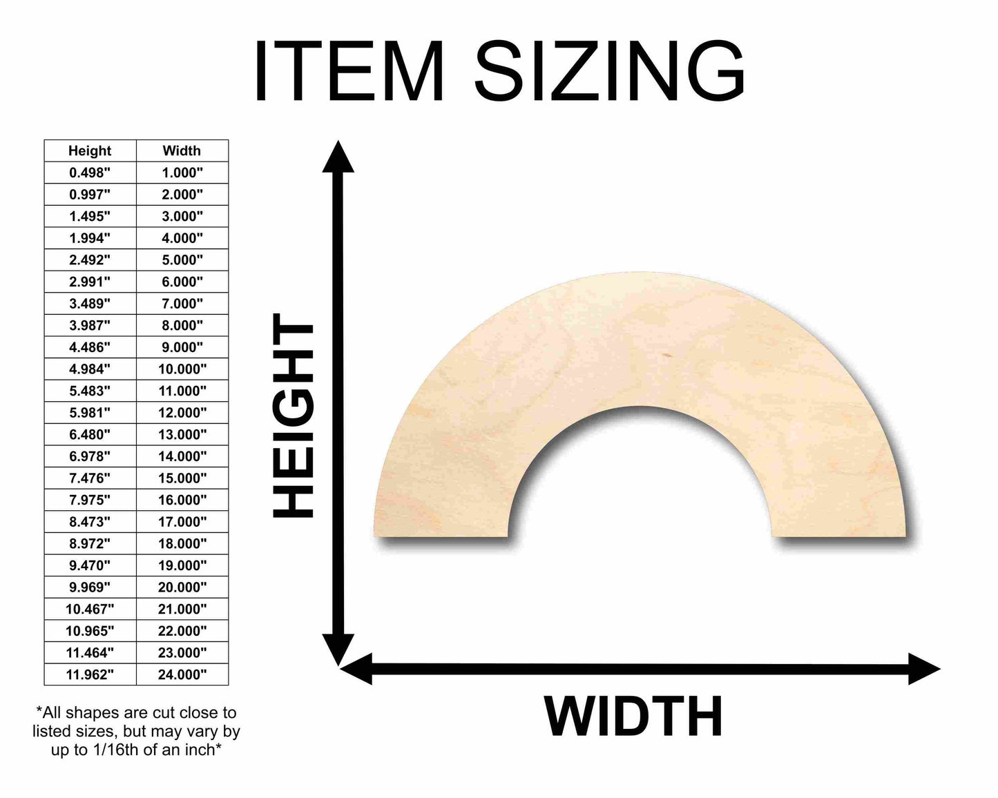 Unfinished Wood Rainbow Silhouette - Craft- up to 46" DIY