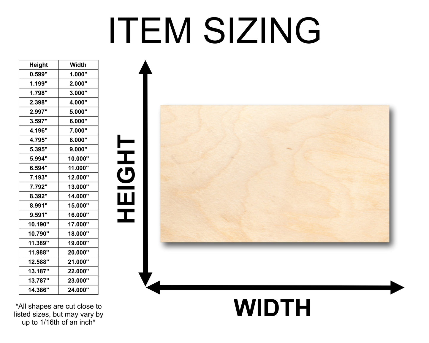 Unfinished Wood Rectangle Shape - Craft - up to 46" DIY