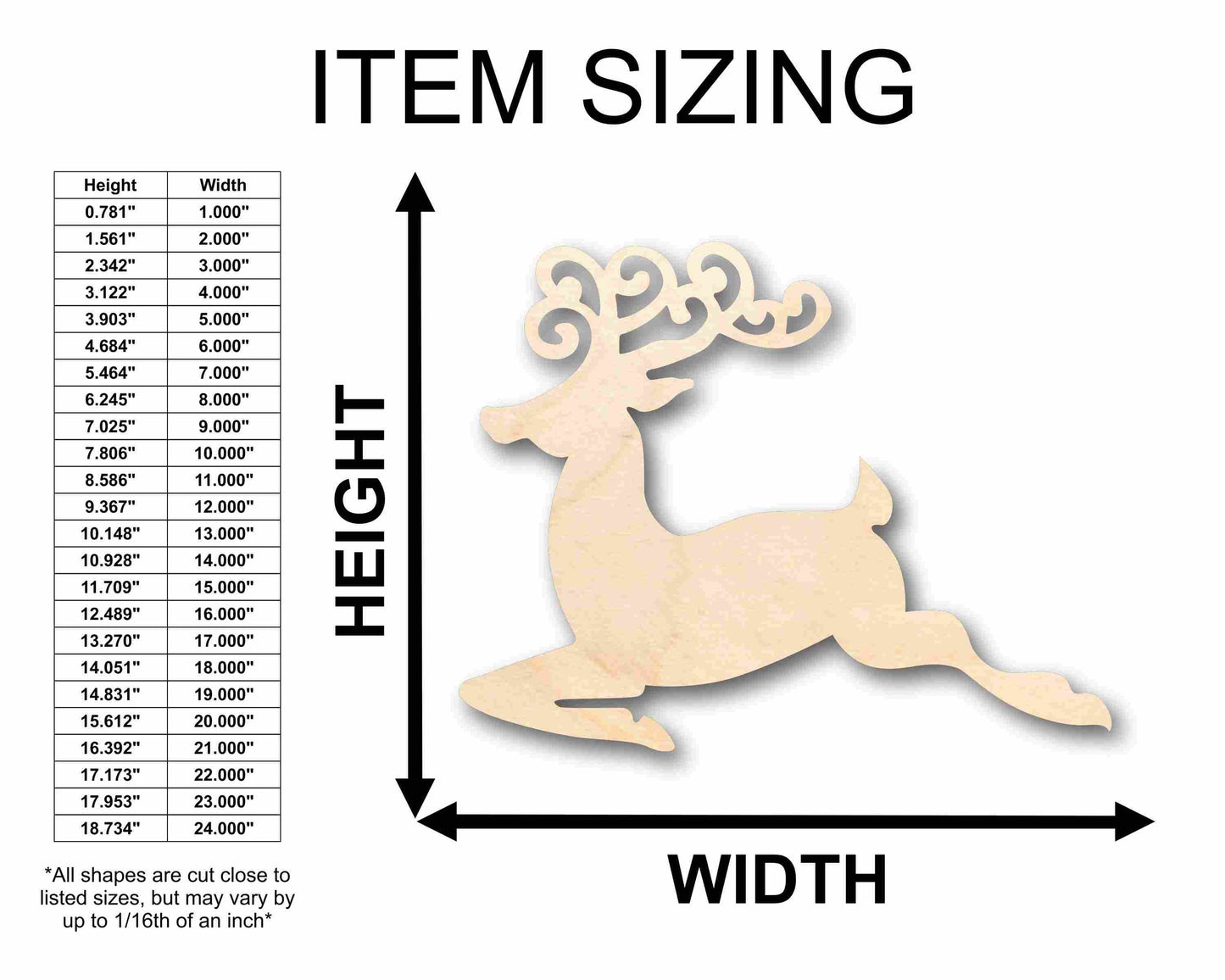 Unfinished Wood Reindeer Silhouette - Craft- up to 46" DIY