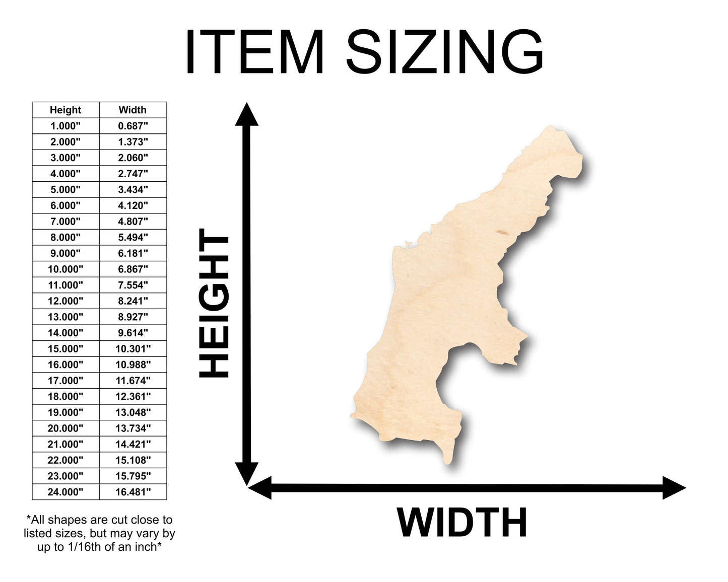 Unfinished Wood Saipan Shape - Craft - up to 46" DIY