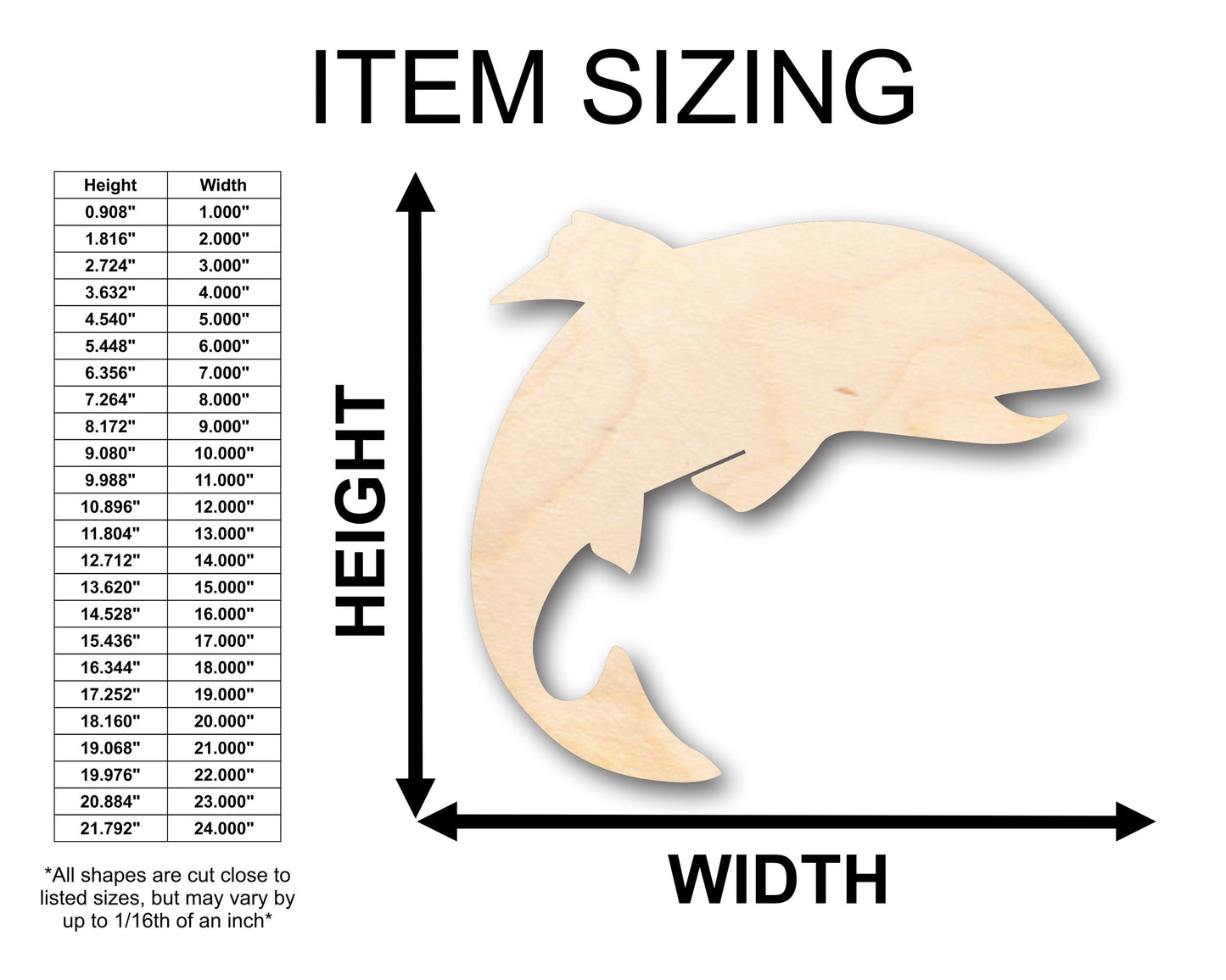 Unfinished Wood Salmon Fish Shape - Craft - up to 46" DIY
