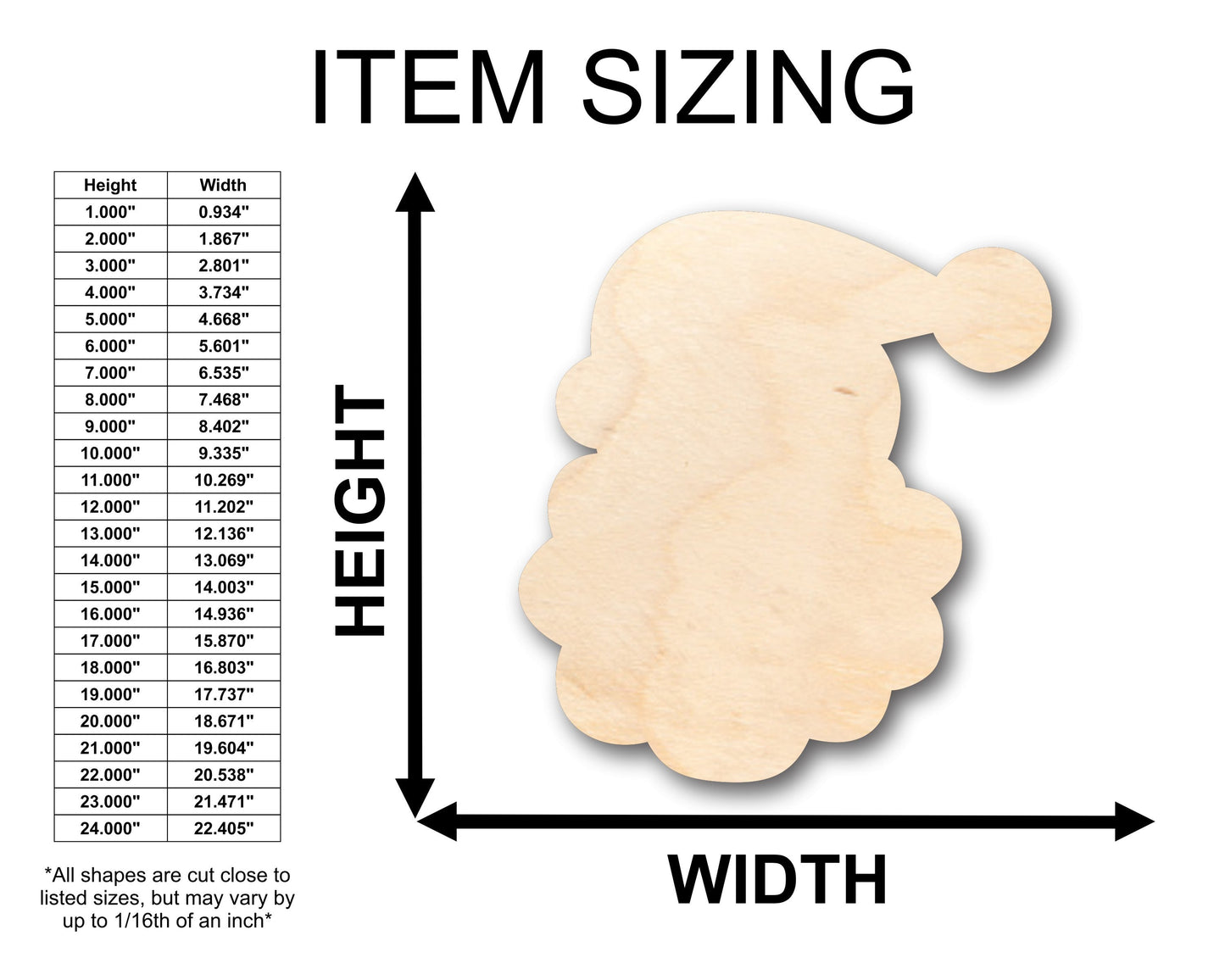 Unfinished Wood Santa Head Shape - Craft - up to 46" DIY