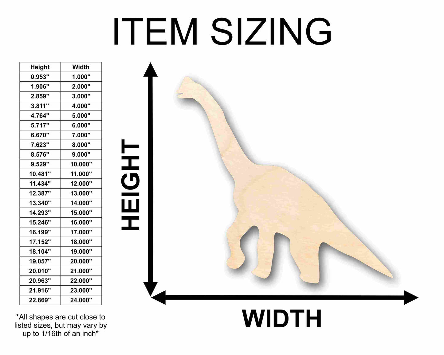 Unfinished Wood Sauropod Dinosaur Silhouette - Craft- up to 46" DIY