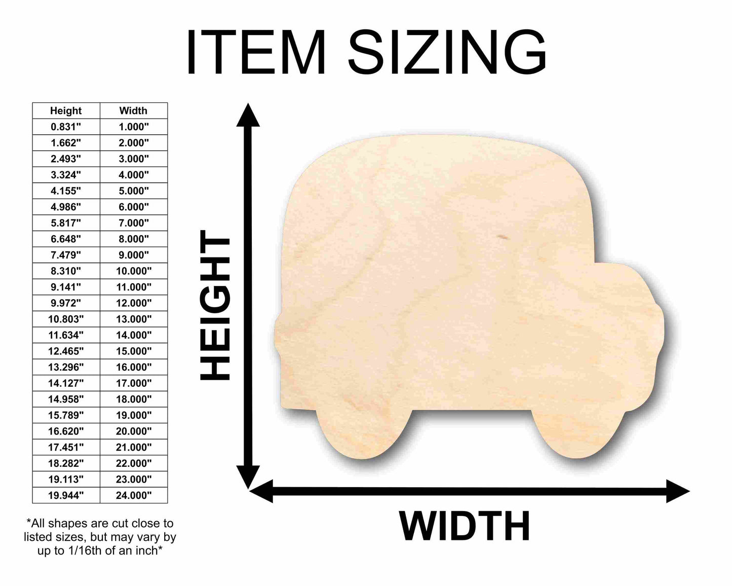 Unfinished Wood School Bus Silhouette - Craft- up to 46" DIY