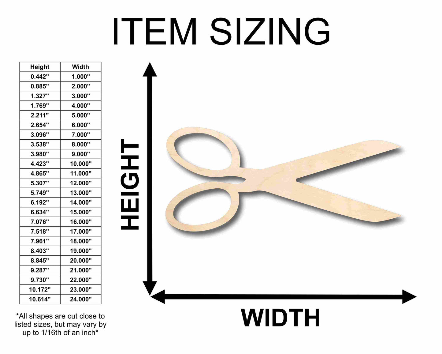 Unfinished Wood Scissors Silhouette - Craft- up to 46" DIY