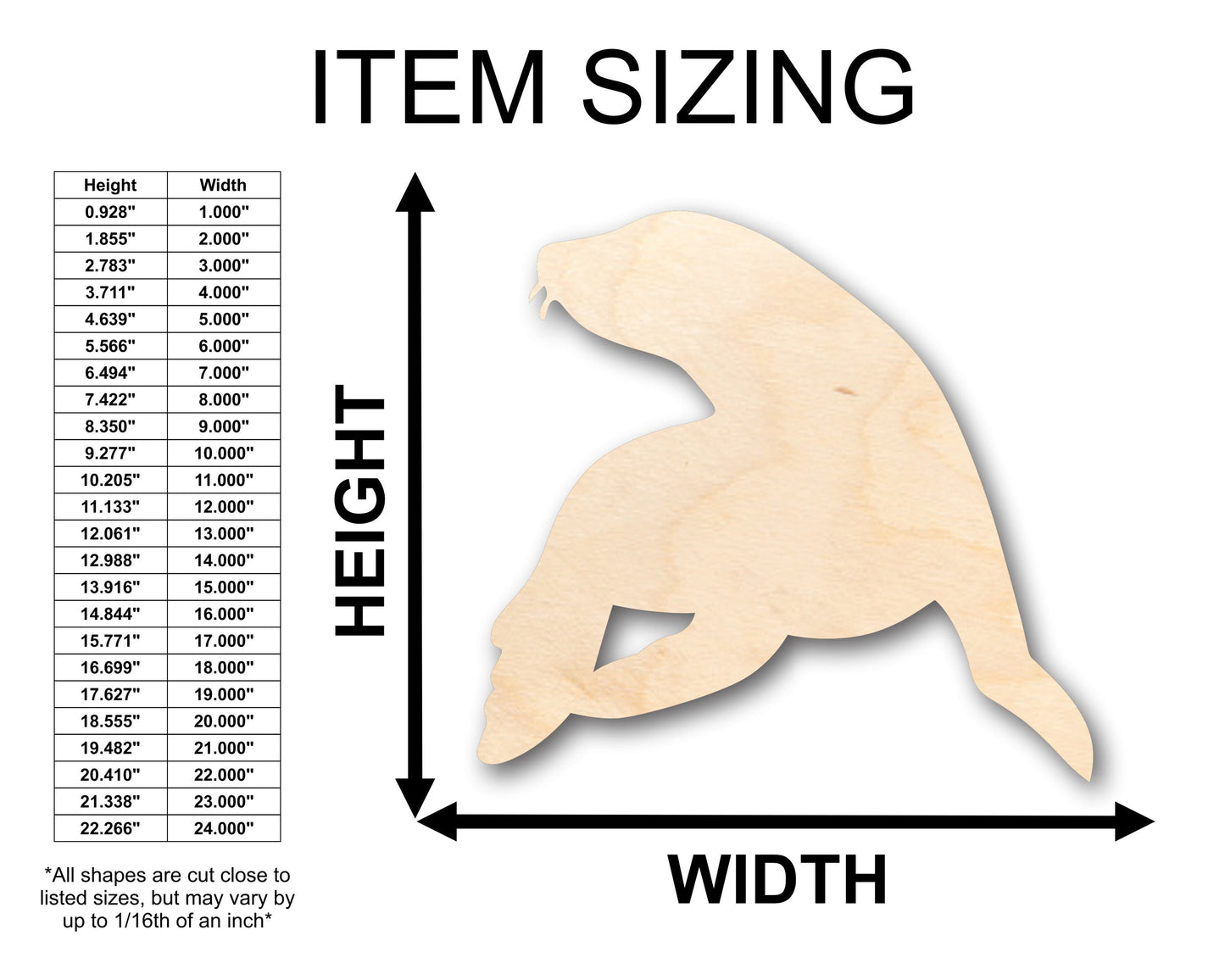 Unfinished Wood Seal Shape - Craft - up to 46" DIY