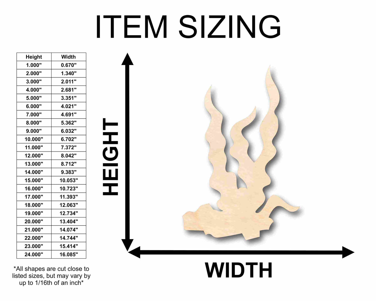 Unfinished Wood Seaweed Underwater Silhouette - Craft- up to 46" DIY