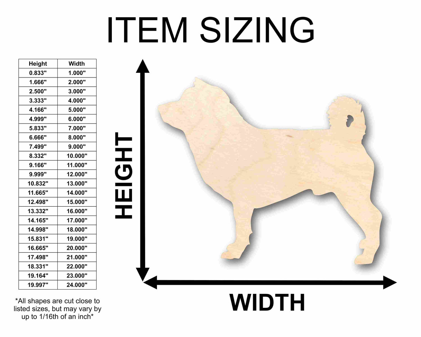 Unfinished Wood Shiba Inu Dog Silhouette - Craft- up to 46" DIY