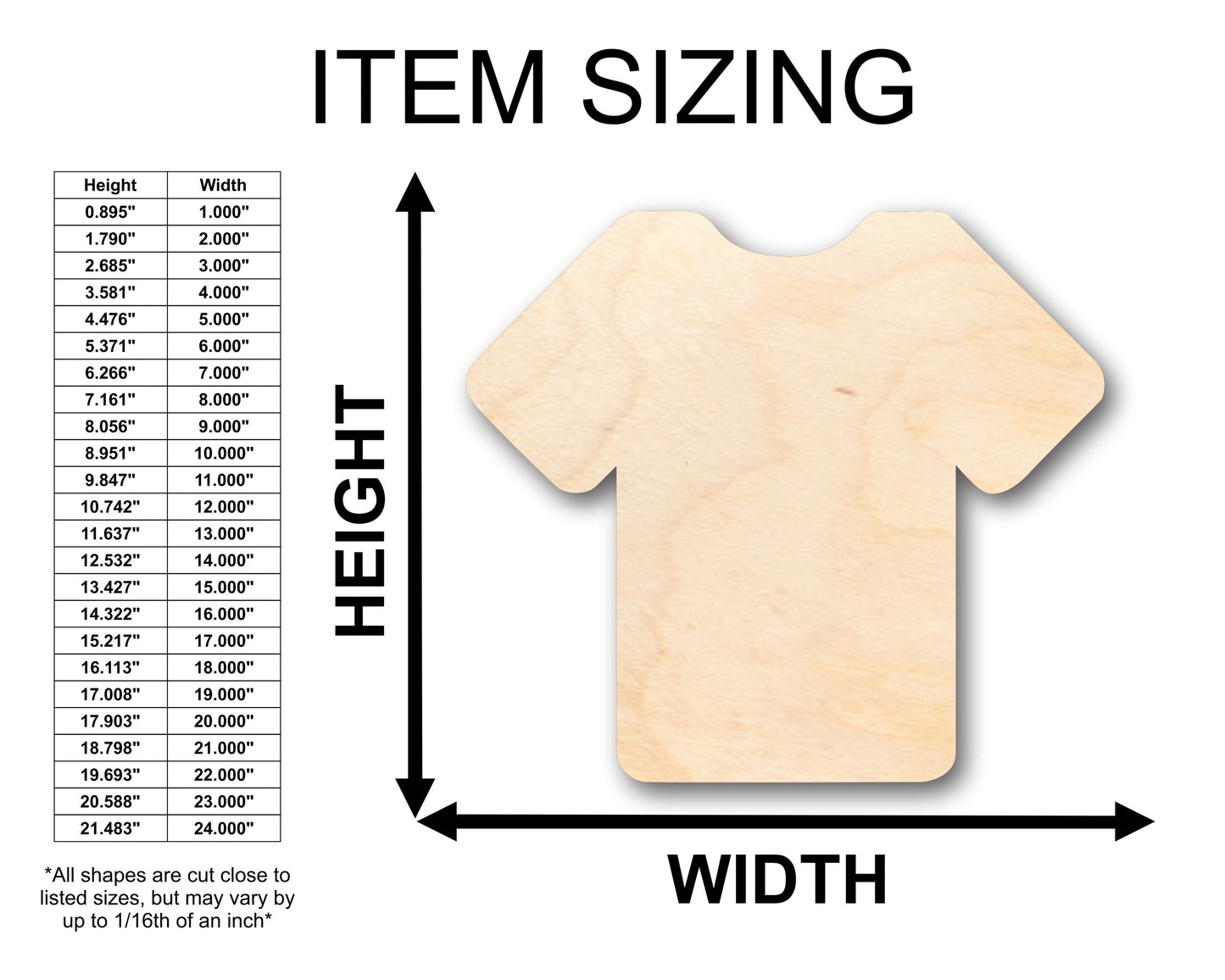 Unfinished Wood Shirt T Shirt Jersey Shape - Craft - up to 46" DIY
