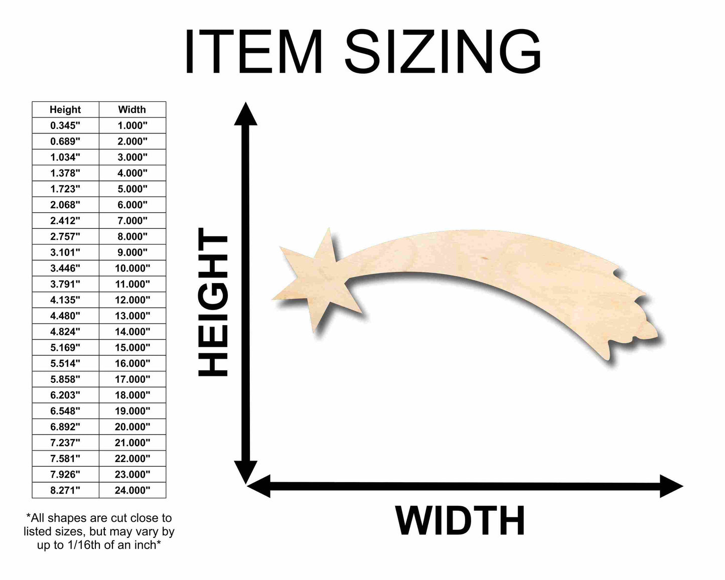 Unfinished Wood Shooting Star Silhouette - Craft- up to 46" DIY