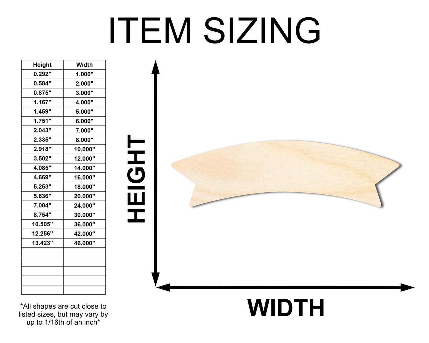 Unfinished Wood Scroll Banner Silhouette - Craft - up to 46" DIY