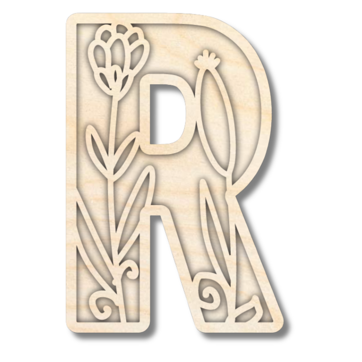 Unfinished Wood Layered Themed Letters | Wild Flowers | A-Z | 2 Piece | up to 24"