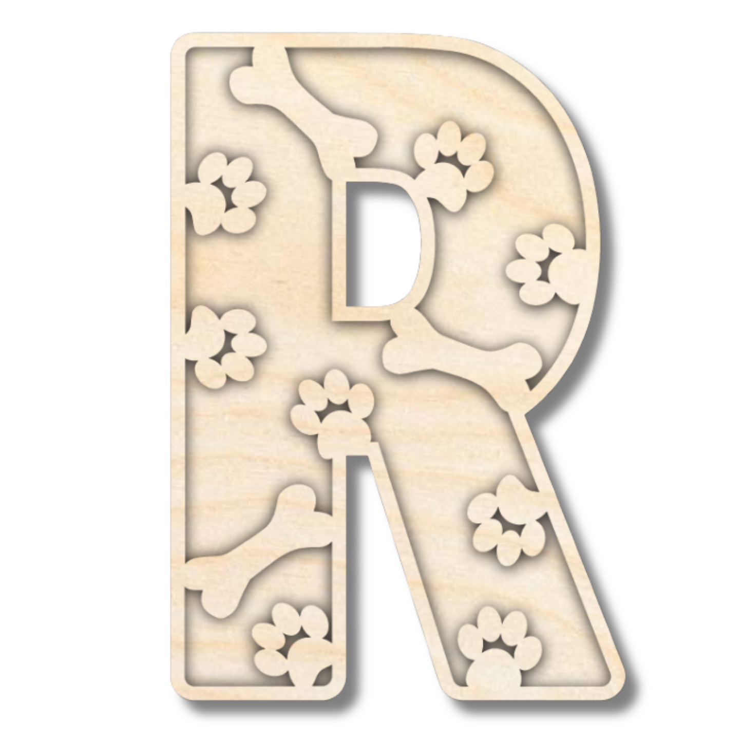 Unfinished Wood Layered Themed Letters | Paw Print | A-Z | 2 Piece | up to 24"