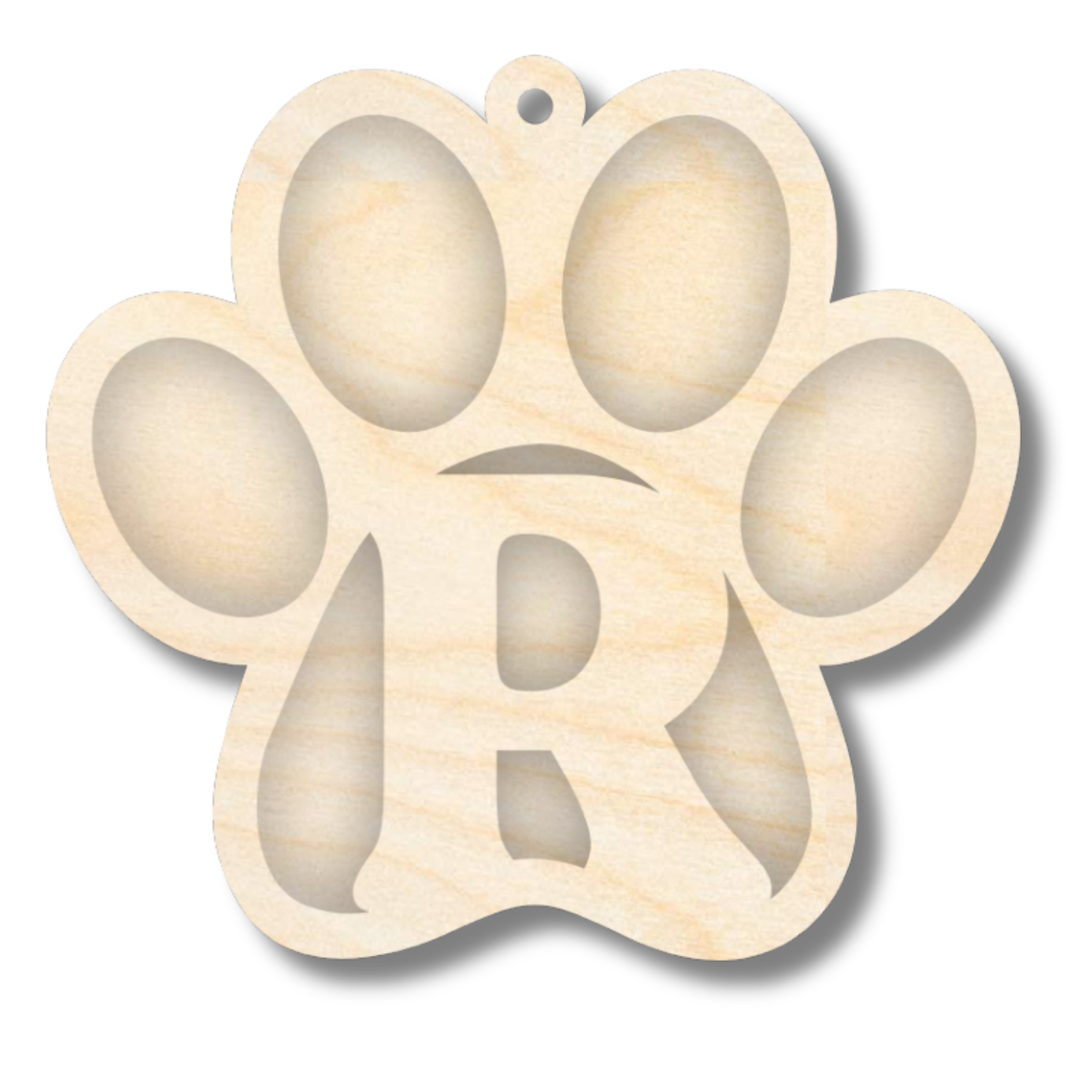 Unfinished Wood Layered Letter Paw Print Tags | A-Z | 2 Piece | 5" Wide | 1/8" Wood | Wood Craft DIY