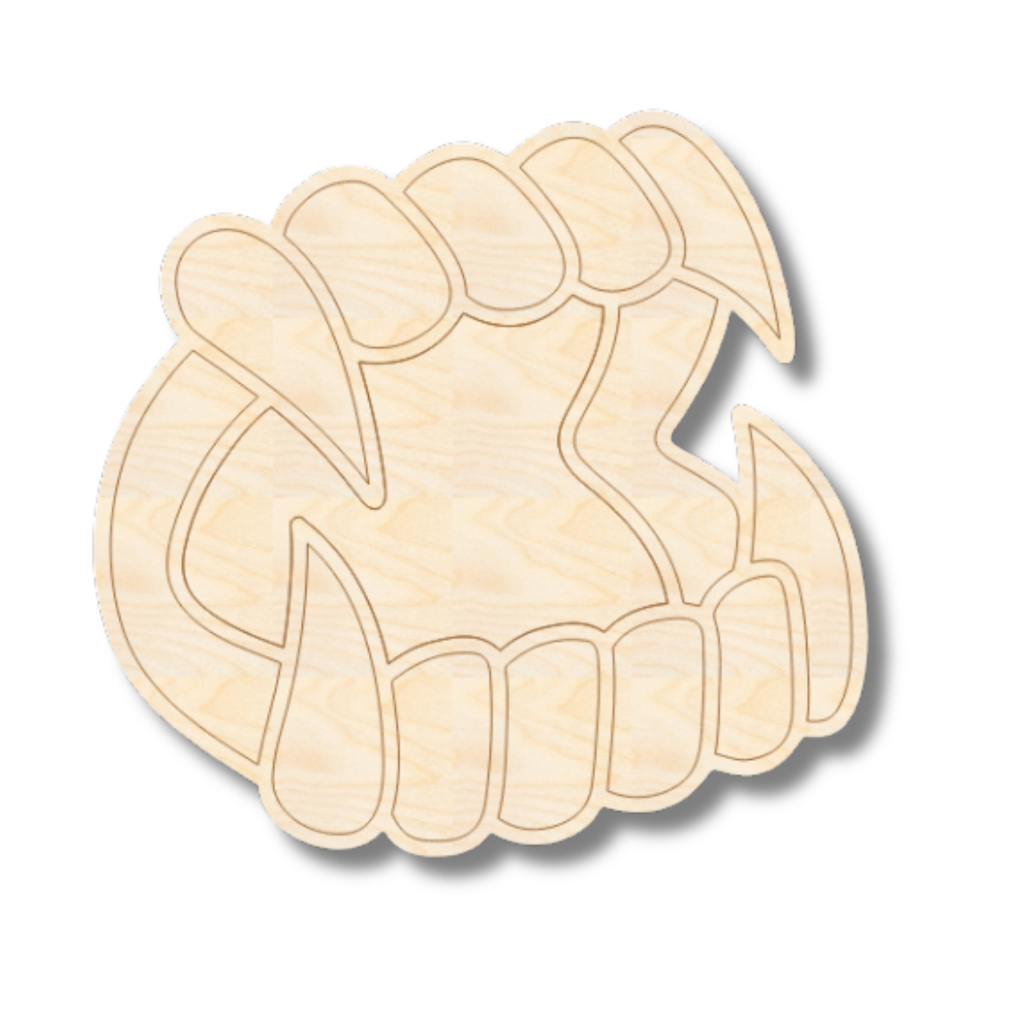 Unfinished Wood Etched Vampire Teeth Shape | Paint By Line Crafts | up to 30" DIY