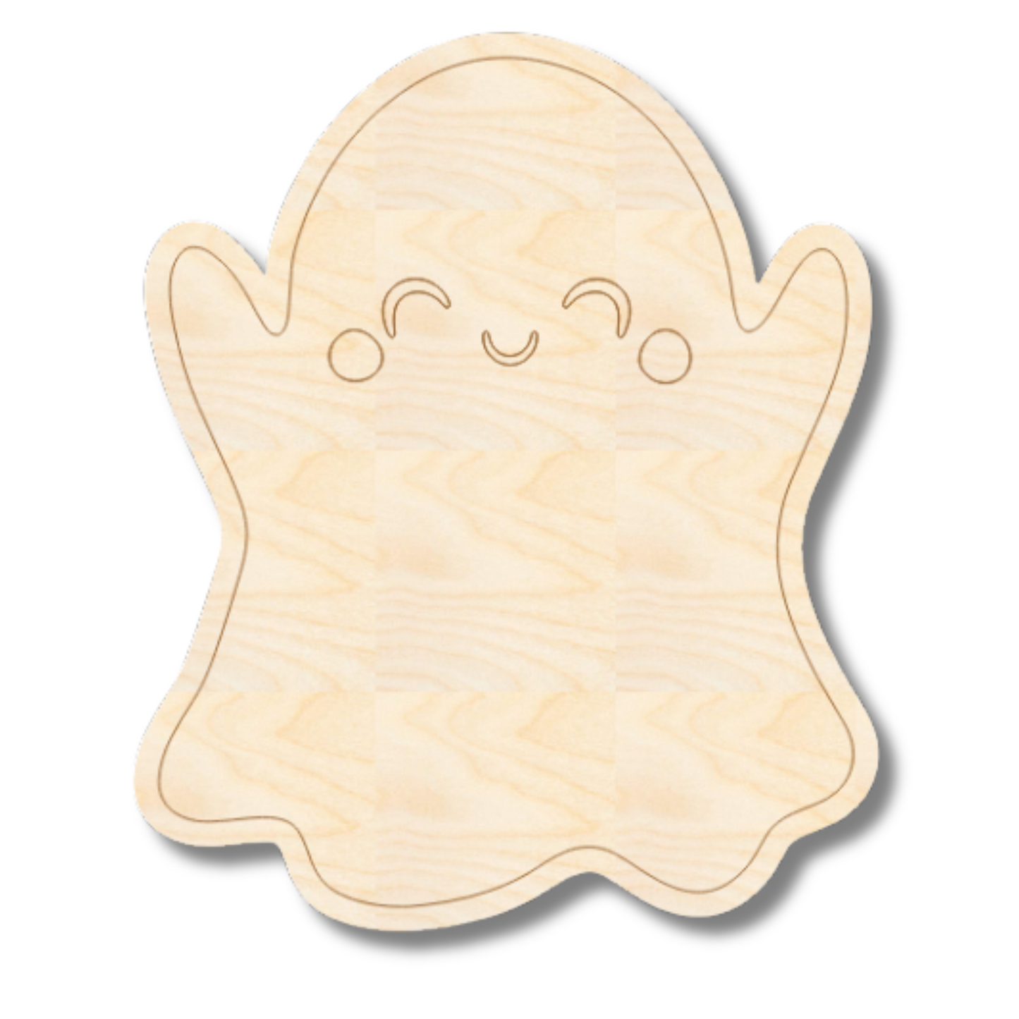 Unfinished Wood Etched Ghost Shape | Paint By Line Crafts | up to 30" DIY