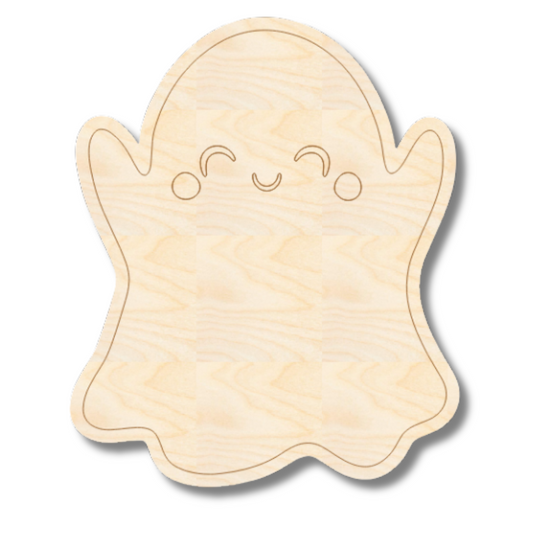 Unfinished Wood Etched Ghost Shape | Paint By Line Crafts | up to 30" DIY
