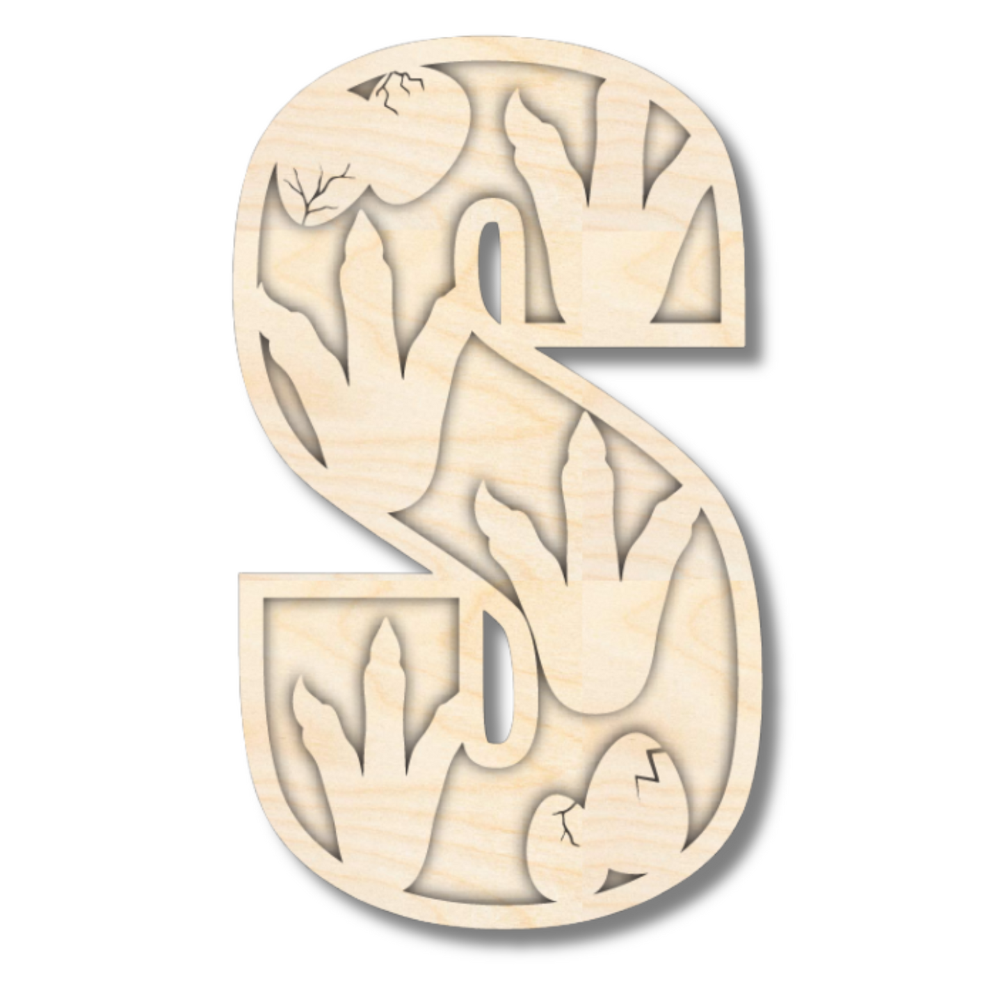 Unfinished Wood Layered Themed Letters | Dinosaur | A-Z | 2 Piece | up to 24"
